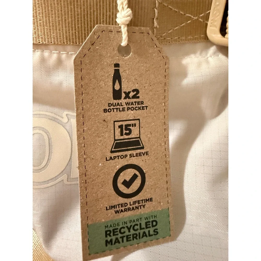 JanSport Recycled Materials Backpack Cream Tan Laptop Sleeve School Bag NEW